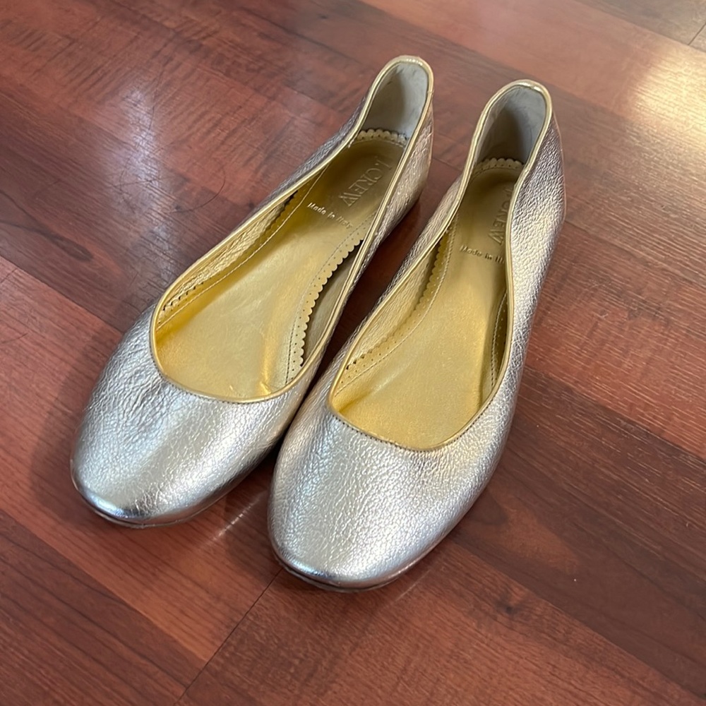 J.Crew gold flats 8.5